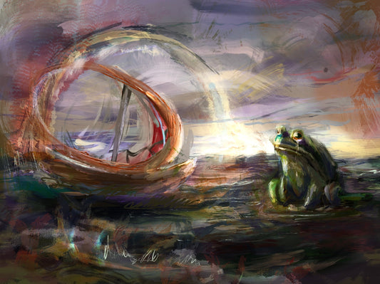 “Frog at the Edge of the Sun” — Surreal Fine-Art Digital Painting